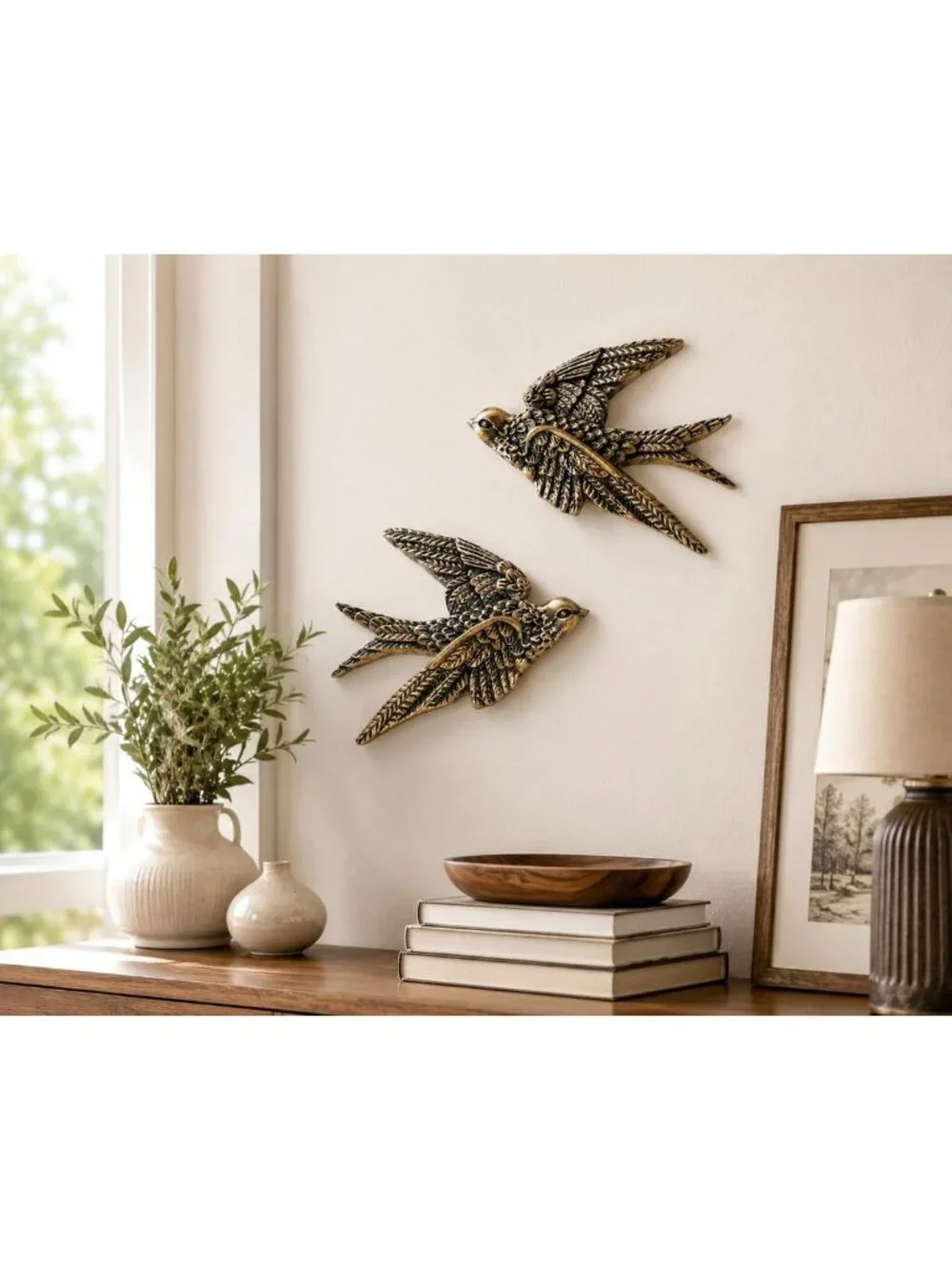 Vintage Swallow Bird Wall Sculpture Set of 2 | Perfect for Home Decor & Gallery